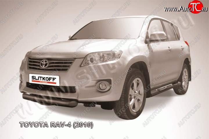 8 599 р. Защита переднего бампер Slitkoff Toyota RAV4 XA30 5 дв. удлиненный 2-ой рестайлинг (2010-2013) (Цвет: серебристый)  с доставкой в г. Йошкар-Ола