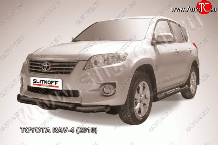 11 299 р. Защита переднего бампер Slitkoff Toyota RAV4 XA30 5 дв. 2-ой рестайлинг (2010-2013) (Цвет: серебристый)  с доставкой в г. Йошкар-Ола