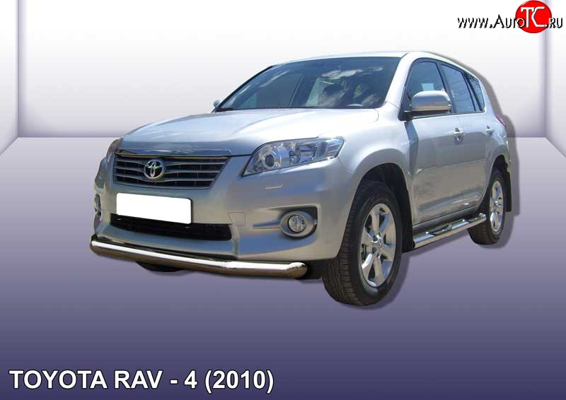 13 499 р. Одинарная защита переднего бампера диаметром 76 мм Slitkoff Toyota RAV4 XA30 5 дв. 2-ой рестайлинг (2010-2013) (Цвет: нержавеющая полированная сталь)  с доставкой в г. Йошкар-Ола