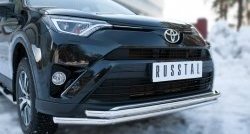 17 549 р. Защита переднего бампера (2 трубыØ42 мм, нержавейка) SLITKOFF  Toyota RAV4  XA40 (2015-2019) 5 дв. рестайлинг  с доставкой в г. Йошкар-Ола. Увеличить фотографию 2