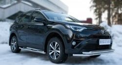 17 549 р. Защита переднего бампера (2 трубыØ42 мм, нержавейка) SLITKOFF  Toyota RAV4  XA40 (2015-2019) 5 дв. рестайлинг  с доставкой в г. Йошкар-Ола. Увеличить фотографию 4