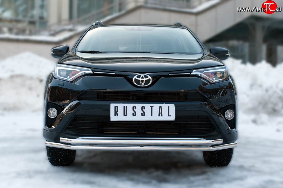 17 549 р. Защита переднего бампера (2 трубыØ42 мм, нержавейка) SLITKOFF  Toyota RAV4  XA40 (2015-2019) 5 дв. рестайлинг  с доставкой в г. Йошкар-Ола