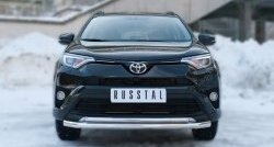 19 549 р. Защита переднего бампера (2 трубыØ63 и 42 мм, нержавейка) SLITKOFF  Toyota RAV4  XA40 (2015-2019) 5 дв. рестайлинг  с доставкой в г. Йошкар-Ола. Увеличить фотографию 1