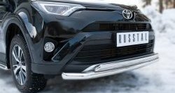 20 349 р. Защита переднего бампера (2 трубыØ75х42 и 63 мм, нержавейка) Russtal Toyota RAV4 XA40 5 дв. рестайлинг (2015-2019)  с доставкой в г. Йошкар-Ола. Увеличить фотографию 2