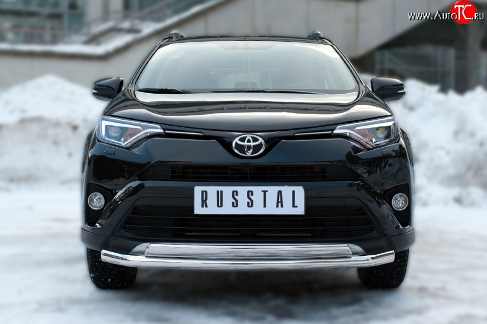 20 349 р. Защита переднего бампера (2 трубыØ75х42 и 63 мм, нержавейка) Russtal Toyota RAV4 XA40 5 дв. рестайлинг (2015-2019)  с доставкой в г. Йошкар-Ола