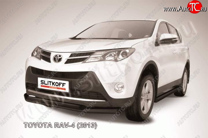 10 249 р. Защита переднего бампер Slitkoff  Toyota RAV4  XA40 (2012-2015) 5 дв. дорестайлинг (Цвет: серебристый)  с доставкой в г. Йошкар-Ола