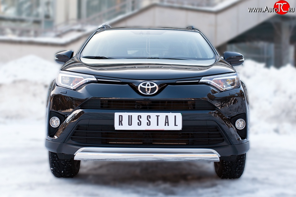 15 999 р. Защита переднего бампера (Ø75х42 мм, нержавейка) Russtal Toyota RAV4 XA40 5 дв. рестайлинг (2015-2019)  с доставкой в г. Йошкар-Ола