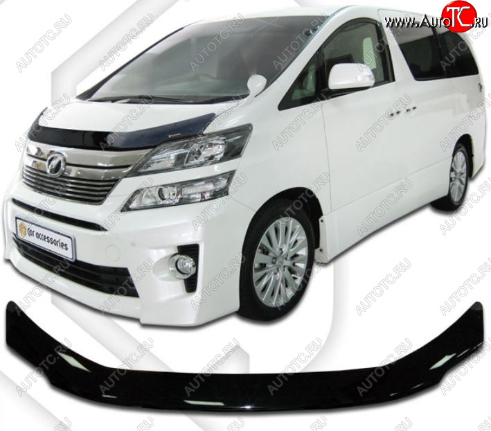 2 099 р. Дефлектор капота CA-Plastiс  Toyota Vellfire (2008-2015) (Classic черный, Без надписи)  с доставкой в г. Йошкар-Ола