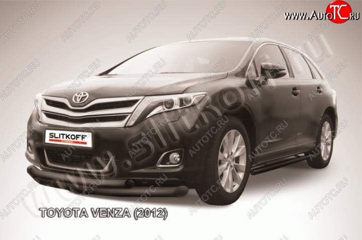 13 749 р. Защита переднего бампер Slitkoff Toyota Venza GV10 рестайлинг (2012-2016) (Цвет: серебристый)  с доставкой в г. Йошкар-Ола