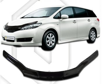 2 099 р. Дефлектор капота CA-Plastic Toyota Wish XE20 дорестайлинг (2009-2012) (серия Classic черный, Без надписи)  с доставкой в г. Йошкар-Ола. Увеличить фотографию 2