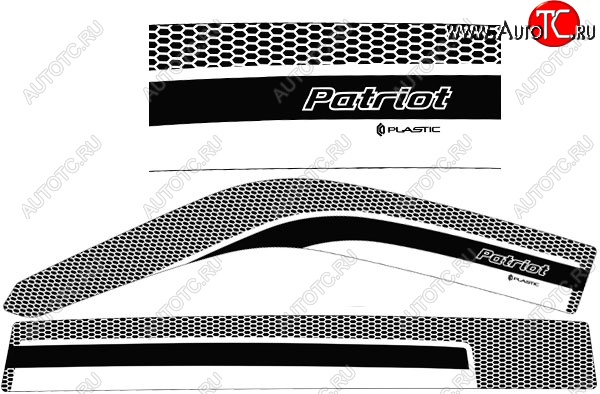 2 289 р. Дефлектора окон CA-Plastic  Уаз Патриот ( 3163 5-дв.,  3163 5 дв.) (2014-2025) 1-ый рестайлинг, 2-ой рестайлинг (Серия Art черная, Без хром.молдинга)  с доставкой в г. Йошкар-Ола