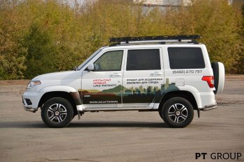 20 699 р. Порожки для ног из трубы Ø51 с алюминиевой площадкой Petroil Tuning Уаз Патриот 3163 5-дв. 1-ый рестайлинг (2014-2016) (Нержавеющая полированная сталь)  с доставкой в г. Йошкар-Ола. Увеличить фотографию 7