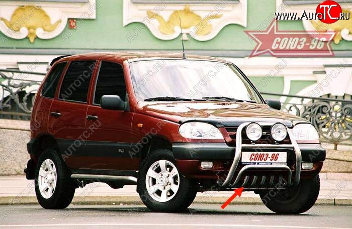 10 124 р. Защита переднего бампера Souz-96 (d60) Chevrolet Niva 2123 дорестайлинг (2002-2008)  с доставкой в г. Йошкар-Ола