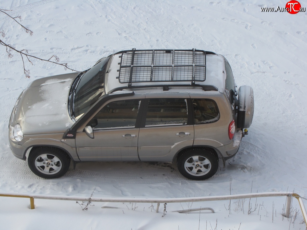 7 299 р. Экспедиционный багажник Спринт (установка на штатные рейлинги)  Chevrolet Niva  2123 (2002-2020), Лада 2123 (Нива Шевроле) (2002-2021), Лада Нива Трэвел (2021-2024)  с доставкой в г. Йошкар-Ола