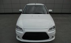 9 399 р. Передний бампер Lancer Style Лада Приора 2170 седан дорестайлинг (2007-2014) (Неокрашенный)  с доставкой в г. Йошкар-Ола. Увеличить фотографию 2