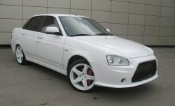 9 399 р. Передний бампер Lancer Style Лада Приора 2170 седан дорестайлинг (2007-2014) (Неокрашенный)  с доставкой в г. Йошкар-Ола. Увеличить фотографию 4