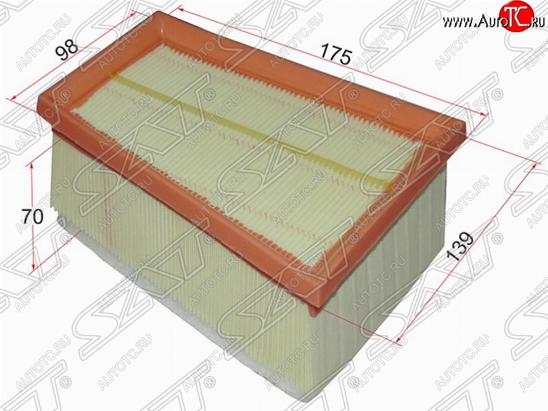 339 р. Фильтр воздушный двигателя SAT (139х175х70 mm)  Nissan Almera (G15), Kubistar, Primastar, Terrano (D10), Renault Clio (CB,  BB), Duster (HS), Espace (4), Kangoo (KC,  KW0), Laguna (2 X74), Megane (BA,DA,LA,  LA,  BA,LA,  седан,  хэтчбэк 5 дв.,  универсал), Sandero ((B8)), Sandero Stepway ((B8)), Scenic (1), Trafic (X83), Лада Ларгус  с доставкой в г. Йошкар-Ола
