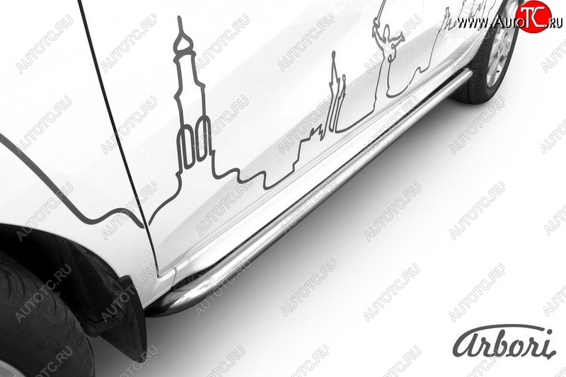 13 399 р. Защита штатных порогов Arbori (с гибами, нержавейка, d42 mm).  Лада XRAY (2016-2022)  с доставкой в г. Йошкар-Ола