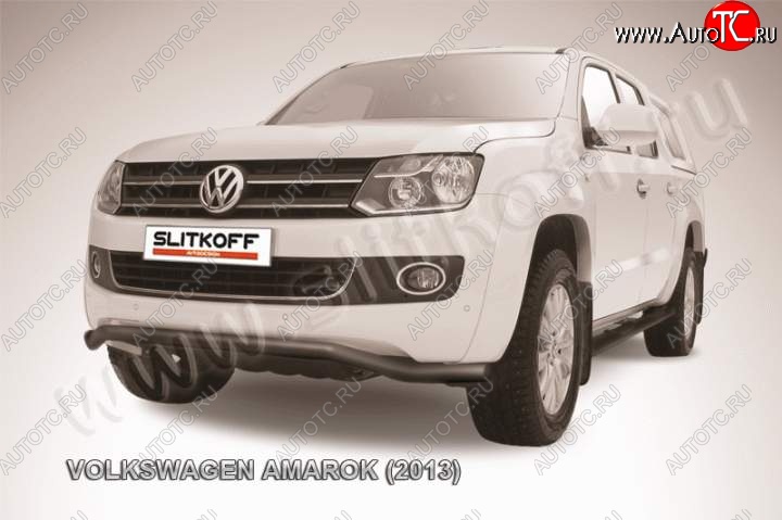 12 399 р. Защита переднего бампер Slitkoff Volkswagen Amarok дорестайлинг (2009-2016) (Цвет: серебристый)  с доставкой в г. Йошкар-Ола