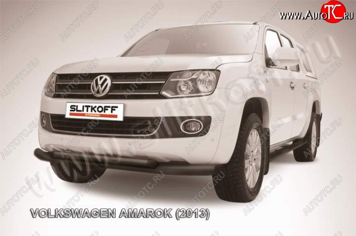 14 999 р. Защита переднего бампер Slitkoff  Volkswagen Amarok (2009-2016) дорестайлинг (Цвет: серебристый)  с доставкой в г. Йошкар-Ола