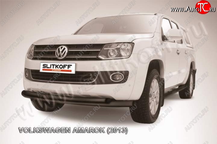 13 899 р. Защита переднего бампер Slitkoff Volkswagen Amarok дорестайлинг (2009-2016) (Цвет: серебристый)  с доставкой в г. Йошкар-Ола