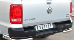 Защита заднего бампера (Ø63 и 42 мм, нержавейка) SLITKOFF Volkswagen Amarok дорестайлинг (2009-2016)