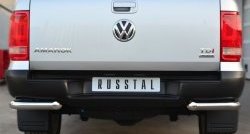 Одинарная защита заднего бампера из трубы диаметром 63 мм SLITKOFF Volkswagen Amarok дорестайлинг (2009-2016)