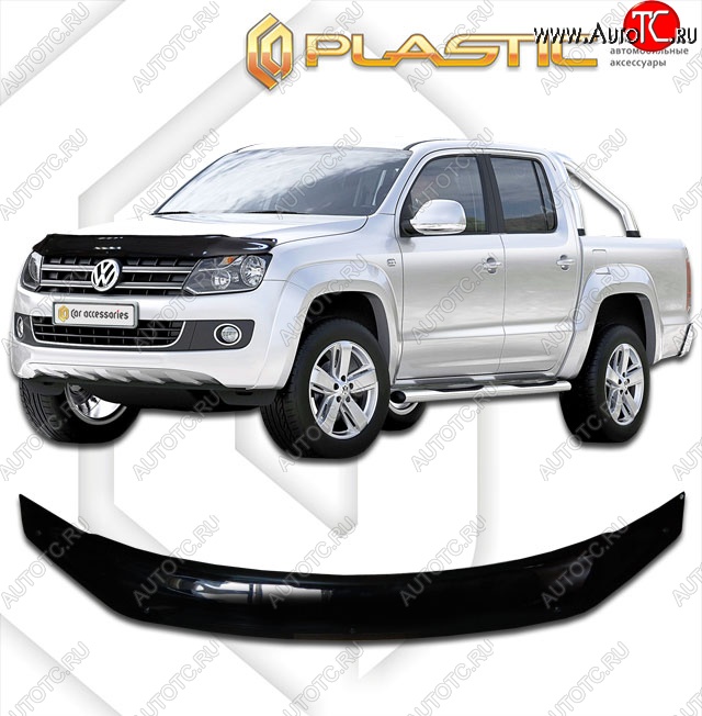 2 059 р. Дефлектор капота CA-Plastik  Volkswagen Amarok (2016-2022) рестайлинг (Classic черный, Без надписи)  с доставкой в г. Йошкар-Ола