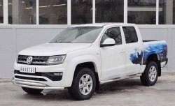 18 549 р. Защита переднего бампера (2 трубыØ63 мм, нержавейка) SLITKOFF  Volkswagen Amarok (2016-2022) рестайлинг  с доставкой в г. Йошкар-Ола. Увеличить фотографию 2