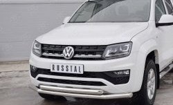 18 549 р. Защита переднего бампера (2 трубыØ63 мм, нержавейка) SLITKOFF  Volkswagen Amarok (2016-2022) рестайлинг  с доставкой в г. Йошкар-Ола. Увеличить фотографию 3