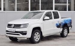 17 849 р. Защита переднего бампера (Ø63 мм с углами, нержавейка) SLITKOFF Volkswagen Amarok рестайлинг (2016-2022)  с доставкой в г. Йошкар-Ола. Увеличить фотографию 2