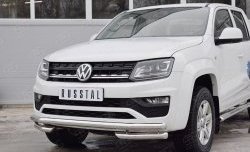 17 849 р. Защита переднего бампера (Ø63 мм с углами, нержавейка) SLITKOFF Volkswagen Amarok рестайлинг (2016-2022)  с доставкой в г. Йошкар-Ола. Увеличить фотографию 4