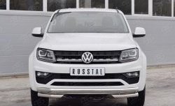 Защита переднего бампера (Ø63 мм с углами, нержавейка) SLITKOFF Volkswagen Amarok рестайлинг (2016-2022)