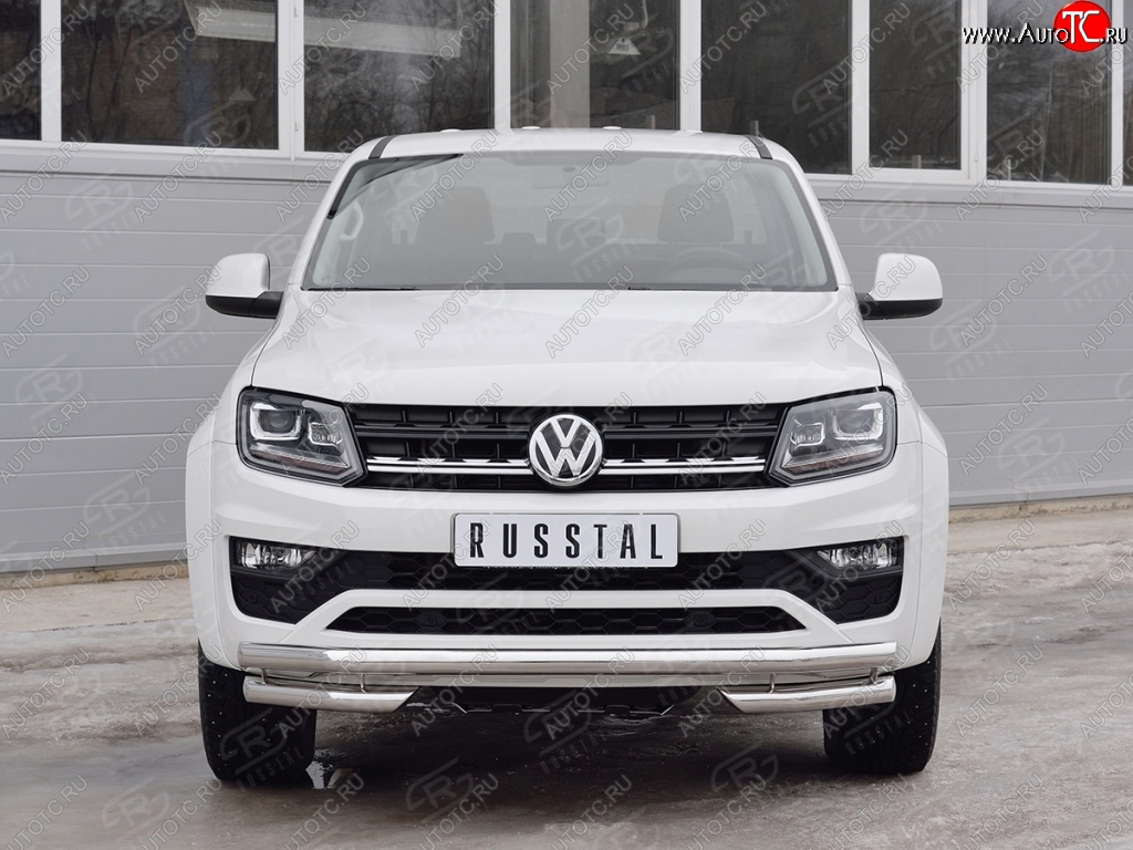 17 849 р. Защита переднего бампера (Ø63 мм с углами, нержавейка) SLITKOFF Volkswagen Amarok рестайлинг (2016-2022)  с доставкой в г. Йошкар-Ола