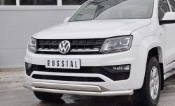 21 899 р. Защита переднего бампера (2 трубыØ63 и 75х42 мм, нержавейка) Russtal Volkswagen Amarok рестайлинг (2016-2022)  с доставкой в г. Йошкар-Ола. Увеличить фотографию 3