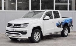 21 999 р. Защита переднего бампера (2 трубыØ76 и 63 мм, нержавейка) SLITKOFF Volkswagen Amarok рестайлинг (2016-2022)  с доставкой в г. Йошкар-Ола. Увеличить фотографию 2