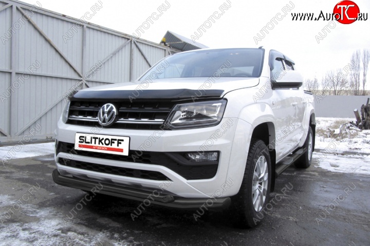 14 999 р. Защита переднего бампер Slitkoff  Volkswagen Amarok (2016-2022) рестайлинг (Цвет: серебристый)  с доставкой в г. Йошкар-Ола