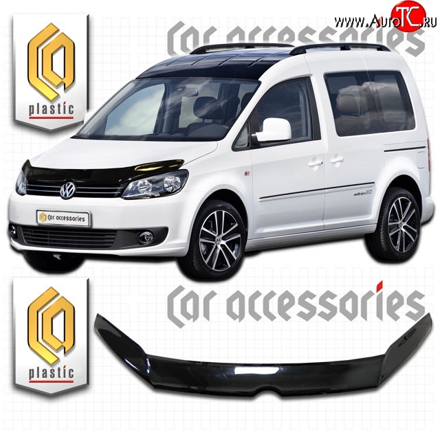 2 099 р. Дефлектор капота (левый руль) CA-Plastic  Volkswagen Caddy  2K (2010-2015) рестайлинг (Classic черный, Без надписи)  с доставкой в г. Йошкар-Ола