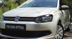 1 629 р. Реснички на фары RA Volkswagen Polo 5 хэтчбек дорестайлинг (2009-2015) (Неокрашенные)  с доставкой в г. Йошкар-Ола. Увеличить фотографию 2