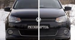 2 059 р. Защитная сетка решетки переднего бампера РА (Highline) Volkswagen Polo 5 хэтчбек дорестайлинг (2009-2015)  с доставкой в г. Йошкар-Ола. Увеличить фотографию 6