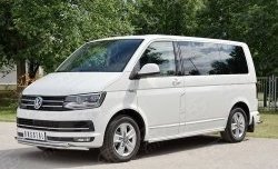 Защита переднего бампера (2 трубыØ42 мм, нержавейка) SLITKOFF Volkswagen Caravelle T6 дорестайлинг (2015-2019)