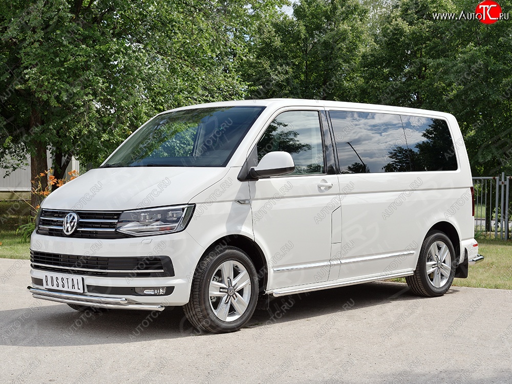 19 549 р. Защита переднего бампера (2 трубыØ42 мм, нержавейка) SLITKOFF  Volkswagen Caravelle  T6 - Transporter  T6  с доставкой в г. Йошкар-Ола