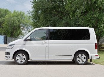 13 999 р. Правая защита порога SLITKOFF из круглой трубы диаметром 63 мм SLITKOFF Volkswagen Transporter T6 дорестайлинг (2015-2019)  с доставкой в г. Йошкар-Ола. Увеличить фотографию 2