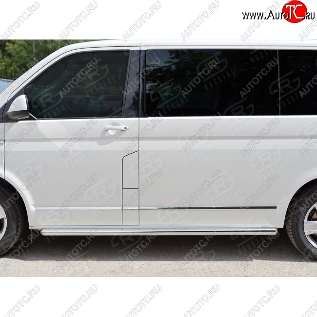 14 999 р. Правая защита порогов SLITKOFF из круглой трубы диаметром 63 мм v3  Volkswagen Caravelle  T6 - Transporter  T6  с доставкой в г. Йошкар-Ола