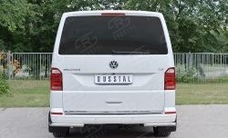 14 449 р. Защита заднего бампера (Ø42 мм, нержавейка, уголки) SLITKOFF Volkswagen Transporter T6 дорестайлинг (2015-2019)  с доставкой в г. Йошкар-Ола. Увеличить фотографию 2