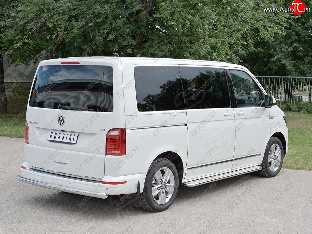 15 799 р. Защита заднего бампера (Ø63 мм, нержавейка, длинная база) SLITKOFF  Volkswagen Caravelle  T6 - Transporter  T6  с доставкой в г. Йошкар-Ола