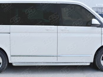 15 999 р. Левая широкая защита порогов с трубой диаметром 42 мм SLITKOFF Volkswagen Transporter T6 дорестайлинг (2015-2019)  с доставкой в г. Йошкар-Ола. Увеличить фотографию 2