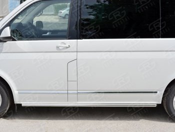 13 349 р. Правая защита порогов SLITKOFF из круглой трубы d63 мм Volkswagen Transporter T6 дорестайлинг (2015-2019)  с доставкой в г. Йошкар-Ола. Увеличить фотографию 2