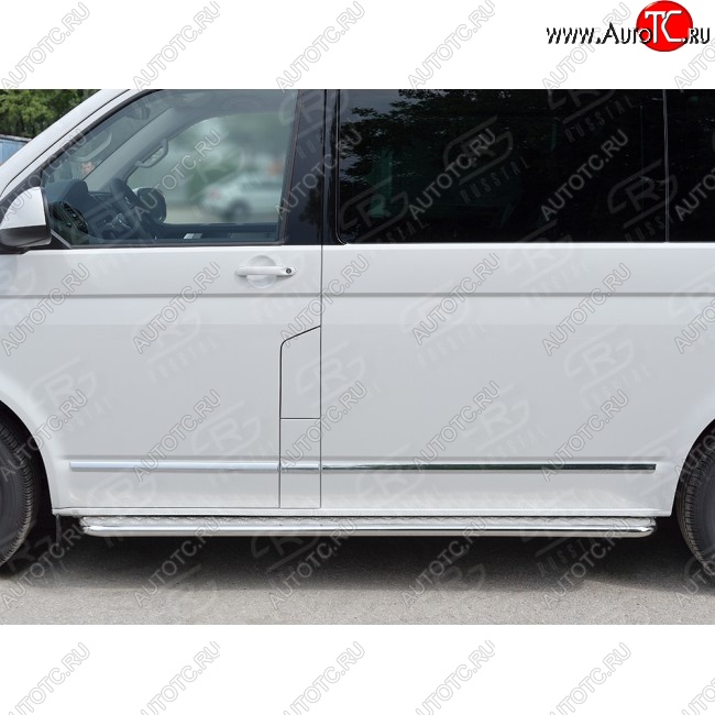 15 999 р. Правая широкая защита порогов SLITKOFF из круглой трубы d63 мм v2 Volkswagen Transporter T6 дорестайлинг (2015-2019)  с доставкой в г. Йошкар-Ола