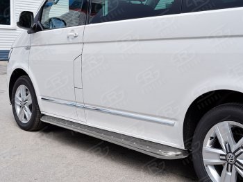 25 549 р. Правая защита порогов SLITKOFF из круглой трубы d63 мм v3 Volkswagen Transporter T6 дорестайлинг (2015-2019)  с доставкой в г. Йошкар-Ола. Увеличить фотографию 2